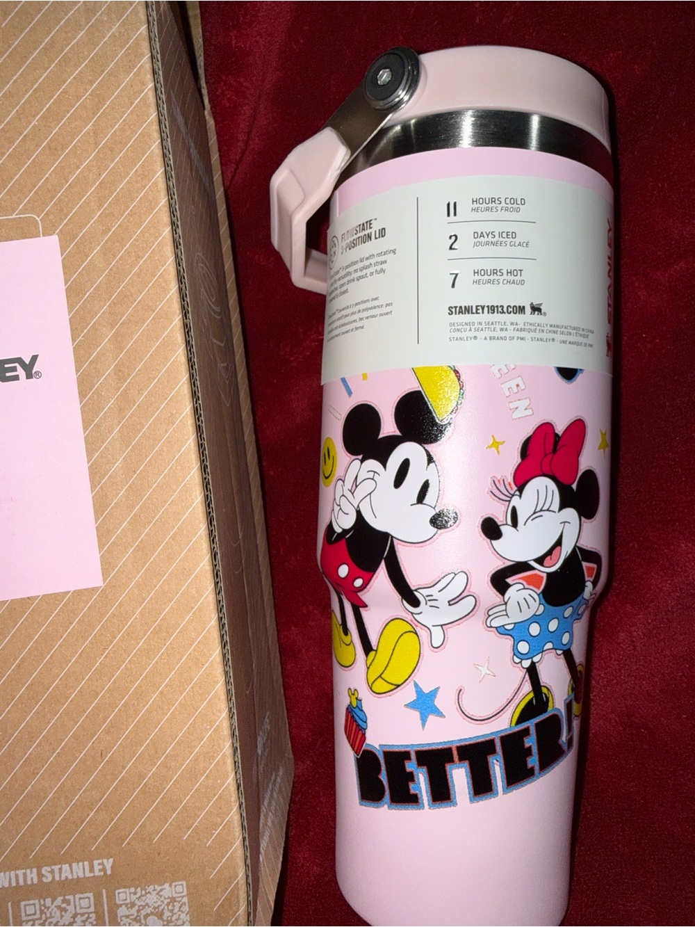 Stanley Mickey & Minnie Mouse “Better Together” Pink 30 oz. H2.0 Quencher Tumble